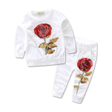 Floral Toddler Kids Baby Girl Clothes Autumn Winter Warm Rose Pullover Sweatshirt Pant 2pcs Cute s Outfit Tracksuit Clothing