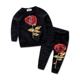 Floral Toddler Kids Baby Girl Clothes Autumn Winter Warm Rose Pullover Sweatshirt Pant 2pcs Cute s Outfit Tracksuit Clothing