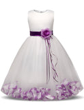 Flower Girl Dresses Summer Cheap White petals Dress for Children Toddler Kids Wedding Party Tutu Dress Girls Scho Clothing