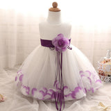 Flower in Sash 1 Year Birthday Baby Girl Dress Tutu Baptism Infant Christening Gown Toddler Bebes Clothes 6 12 24 Months Dresses