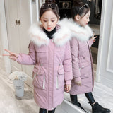 For Age 4 5 6 7 8 9 10 11 12 13 Yrs Teen Girl Down Cotton Parkas Outerwear Casual Warm Fur Collar Kids Winter Jackets Coats