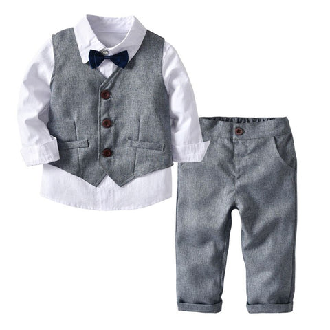 Formal Toddler Boy Clothes Sets Spring Autumn Children Clothing Boys Outfit Long Sleeve Shirt+Vest+Pants Kids Clothes 2-6 Years