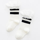 Frilly Ruffled Lace Socks Princess Kawaii Children's girls cotton sock white black striped Unique Scho Designs Summer Spring