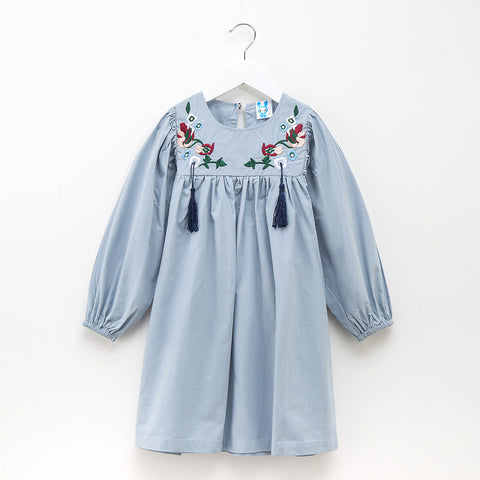 Girl Embroidery Dress Long Sleeve Fall Cotton Dress 2018 girls size 12 clothing 5 6 7 8 9 10 years Child Dress