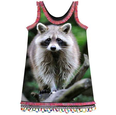 Girl clothing dress Girl lace Dresses Summer style The raccoon Print brand Children Designer Fashion baby Kids Clothes