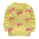 Girl's Autumn Spring Sweatshirts Baby Kids Toddler Long Sleeves Tops Cute Cherry Printed Cotton T Shirts 0-24M