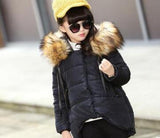 Girl winter co 2016   jacket large fur coll long thick winter jacket girls child coats outwears warm for cold winter