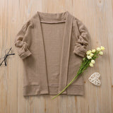 Girls Autumn Knitted Long Cardigan Jacket Children's Solid Color Casual Loose All-match Long Sleeve Coats WTC02