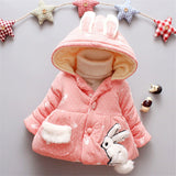 Girls Clothes 1-4 Years Long Sleeve Hooded Lovely Rabbit Coat Thick Warm Cottened Winter Outdoor Jackets