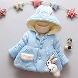 Girls Clothes 1-4 Years Long Sleeve Hooded Lovely Rabbit Coat Thick Warm Cottened Winter Outdoor Jackets