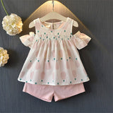 Girls Clothes Set Summer Brown Shirt & Overall 2 pcs Children Clothing Set Fashion Kids Girl Outfits Clothes Cute Sets