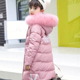 Girls Clothing Parka Cotton-padded Outerwear Coats   Winter Children Warm Clothes Solid Warm Fur Collar Jacket 4-13Y