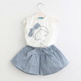 Girls Clothing Sets 2018 New Style Summer Children Clothes Cute Plaid Lace + White Bow Short Pants 2pc Kids Clothes Sets