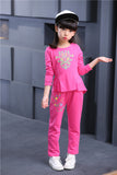 Girls Clothing Sets Flower Long Sleeve T-Shirts & Print Pants 2Pcs Children Sportswe Suits Kids Clothes 2 4 6 8 10 12 Years