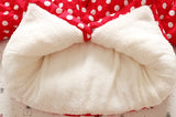 Girls Cotton Coat with Bib Children's Clothing Polka Dot Coat Cute Cartoon Rabbit Ears Plus Velvet Thick Cotton Clothing Parkas