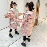 Girls Cotton-padded Winter Clothing   Children's Cotton-padded Clothes Kid's Warmth Plus Velvet Shiny Padded Jacket