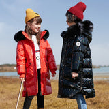 Girls' Down Jacket Plus Velvet Warm Soft Children's Hooded Jacket Winter Outerwear Windbreaker for Kids Girls Clothing