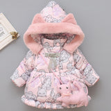 Girls Down Parkas   Winter Kids Thick Warm Jacket Coat For Baby Girls Clothes Children Velvet Hooded Outerwear 2-5yrs