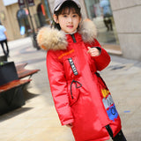 Girls Dwon Co Brand New Children Cold Winter down Girls Thickening Warm Down Jackets Boys long Big Fur Hooded Outerwe Coats