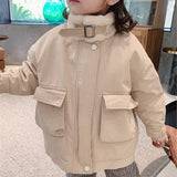 Girls Jacket Korean Version Of Faux Rabbit Fur Thick Warm Coat Lapel Pocket Outerwear   Winter Children’S Clothing