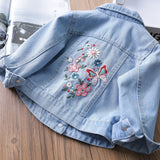 Girls Jackets 2023 Spring And Autumn Children Clothing Denim Embroidered Jacket Outerwear 1-6 Years Old Baby Coat For Girls