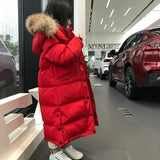 Girls Kids Winter Jacket Children Clothing Long Red Black Parka Teens Girl Boys Clothes Faux Fur Coat Snowsuit Outerwear Hooded