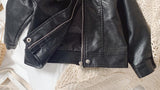 Girls Leather Jacket 2023 Autumn Children Korean Style Coat Short Stand-Up Collar Jacket Motorcycle Clothing