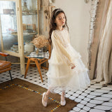 Girls Midi Dress 2023 Baby Princess Dress Spring Cute Teen Kids Lace Dress Children Flower Clothes,#6659