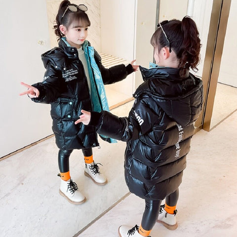 Girls' Padded Jacket   Winter Thickened Children's Outwear Clothes Kid's Long Disposable Down Padded Jacket Coat