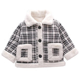 Girls Plaid Jacket   Autumn Winter Children's Plus Velvet Thick Warm Coat Kids Fashionable Fur Collar Warm Parka