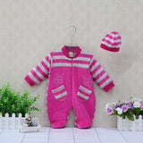 Girls Rompers+Hat 2 Pieces/set Baby Clothing Set Boys Striped Clothes Outfits Newborn Suits Verlour Long Sleeve Overalls