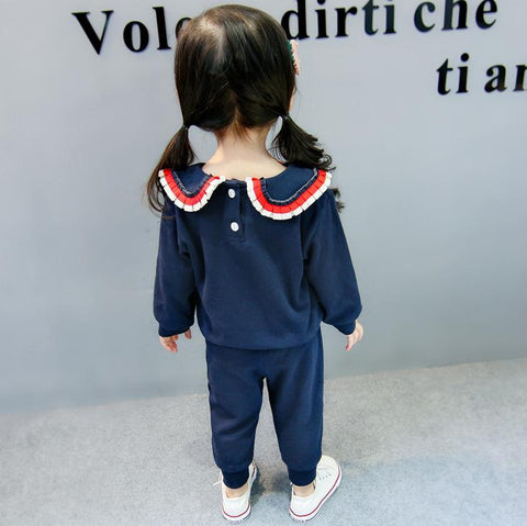 Girls Sets kids clothing Suit Baby New cotton Fashion Tracksuit For Girl Child Navy Style Two-piece Teenage Autumn Spring Wear