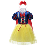 Girls Snow White Dress Children Princess Halloween Party Cosplay Costume with Wig Lantern Sleeve Dress with Cloak Fancy Clothes
