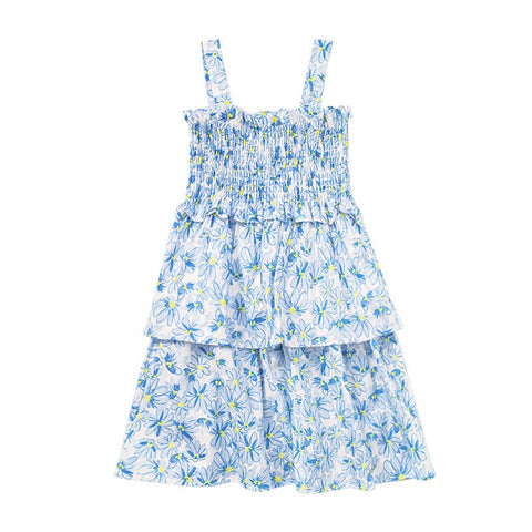 Girls Suspender Dress Summer 2023 Children Cotton Floral Clothing Kids Beach Dresses Soft, #6811