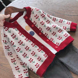 Girls Sweater Wool Jacket  Autumn Winter Children'S Clothing Baby Sweater Coat Children'S Fruit Sweater Knitted Cardigan
