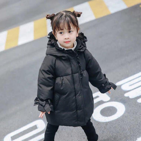 Girls Thick Warm Coat   Children's Casual Padded Jacket Winter Clothing Children's Mid-length Padded Outerwear