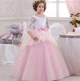 Girls Wedding Formal Dress Elegant Long Prom Dresses For Children Princess Girls Party Pageant V-backless Gowns Age For 6-14Y