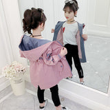 Girls Windbreaker Jacket Letter Design Children Casual Long Coat For Girl 4 6 8 10 12 14 Years Kids Clothes LM089
