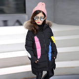 Girls Winter Co Cotton Jacket for 10 12 Ye Girls Clothes Kids Coats Print Warm Thick Fur Coll Hooded Children's Park Coat