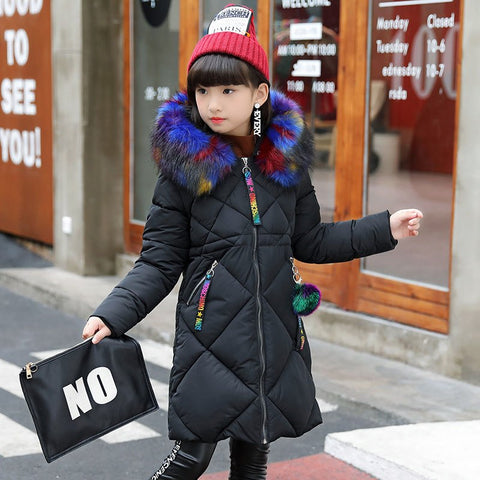 Girls Winter Coats Fur Coll Fashion Clothes 2018 Kids Cotton Padded Jackets For Teenage Girl Thick Warm Parkas Co 3-12 Years