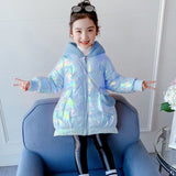 Girls Winter Coats Girl Bright Color Jacket with Bag Teen Warm Plus Velvet Parkas Kids Hooded Outwear Kids Windproof Clothing