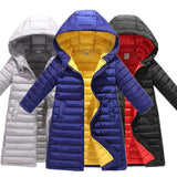Girls Winter Cotton-Padded Jacket   Kids Thick Warm Long Outerwear Coat For Girl 90-140 CM Parkas DWQ761