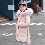 Girls Winter Down Jacket Fur Coll Co Clothes Kids Warm Down Coats For Girls Children Winter Thick Parkas 4-12 Years