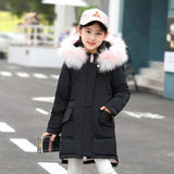 Girls Winter Down Jacket Fur Coll Co Clothes Kids Warm Down Coats For Girls Children Winter Thick Parkas 4-12 Years