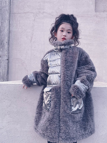 Girls Winter Fur Coat Thicken Warm Teen Girls Outerwear 5 6 8 10 12 years