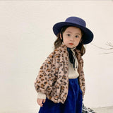 Girls Winter Fur Jackets Korean Baby Toddler Casual Leopard Warm Fleece Coat Children Outerwear Kids Jacket for Girls JW8034