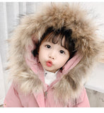 Girls Winter Jacket Fur Hooded Trench Coats Warm Clothes Children Kids Girl's Winterjas   Cotton Jacket Parka 3 4 5 6 7 8 Yrs