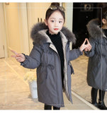 Girls Winter Jacket Warm Coat Clothing Thick Parkas Children's Big Fur Hood Outerwear Jacket Winter Toddler Girl Kids Clothes