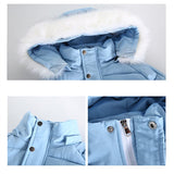 Girls Winter Jackets Baby Outdoor Warm Thick Gradient Color Coats Children's Cotton Clothes Kids Hooded Outerwear 4-13Y