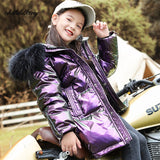Girls Winter Snowsuit 2020 Baby Girls Clothes down Shiny parka Children's Clothing Kids clothes outerwear coats 5-12 years